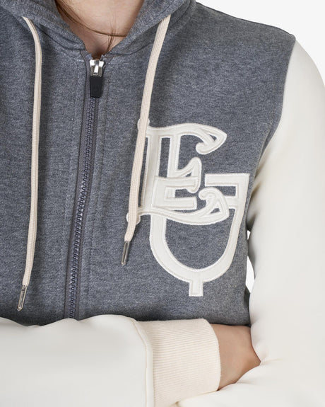 Felpa donna EQ bicolore con zip frontale