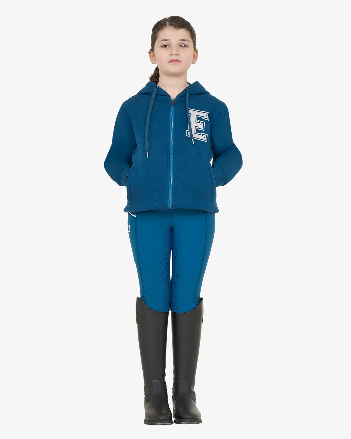 Felpa bambina con cappuccio con zip frontale Equestro