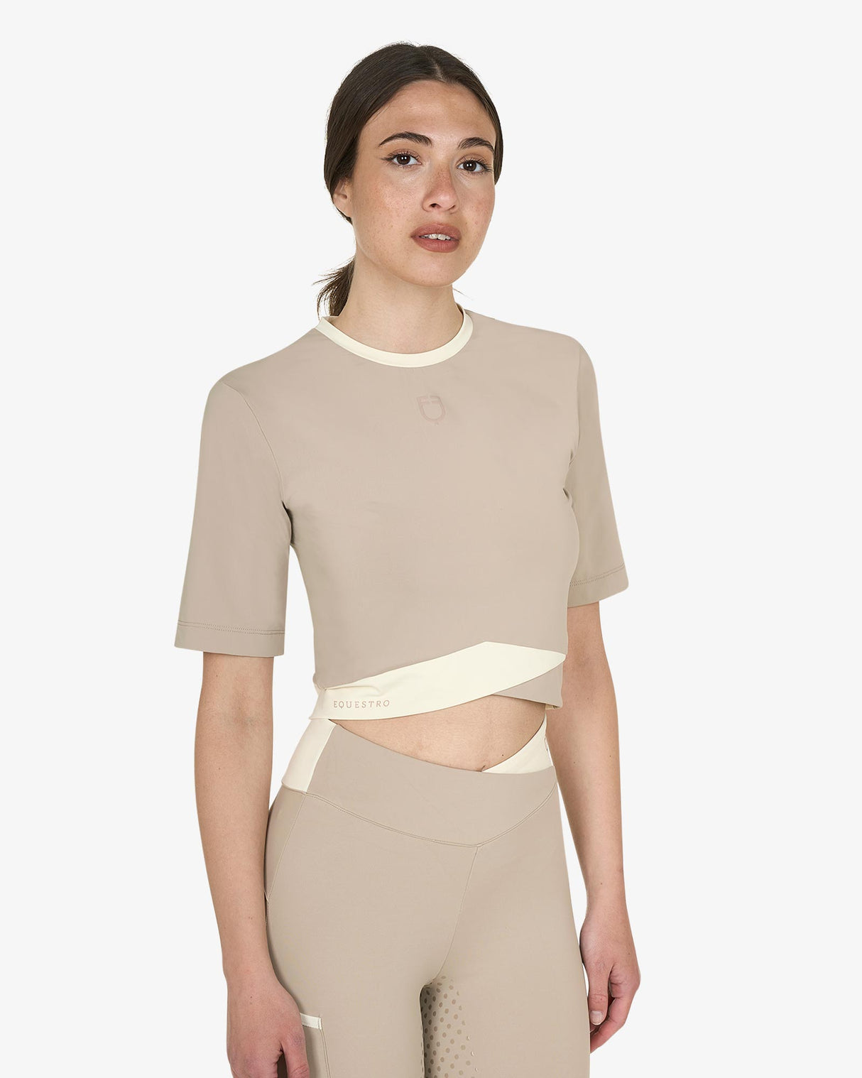 T-shirt crop donna in tessuto tecnico