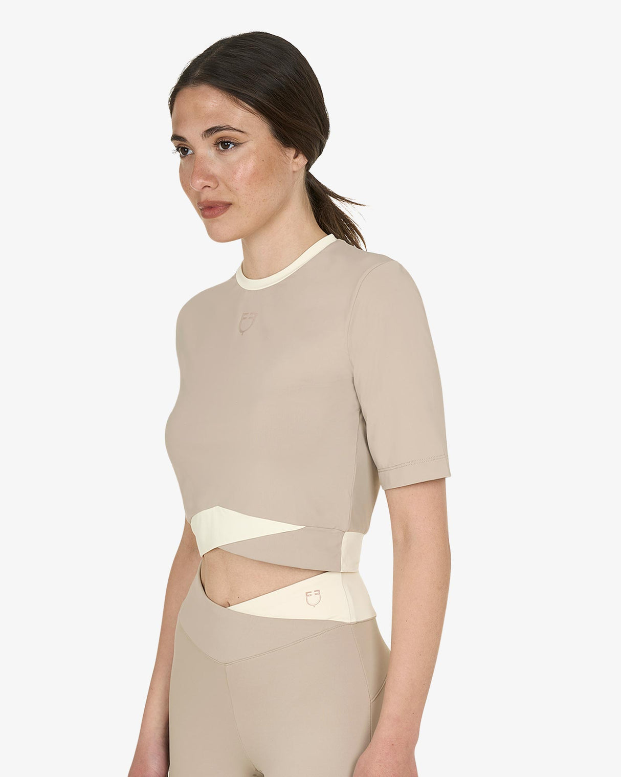T-shirt crop donna in tessuto tecnico