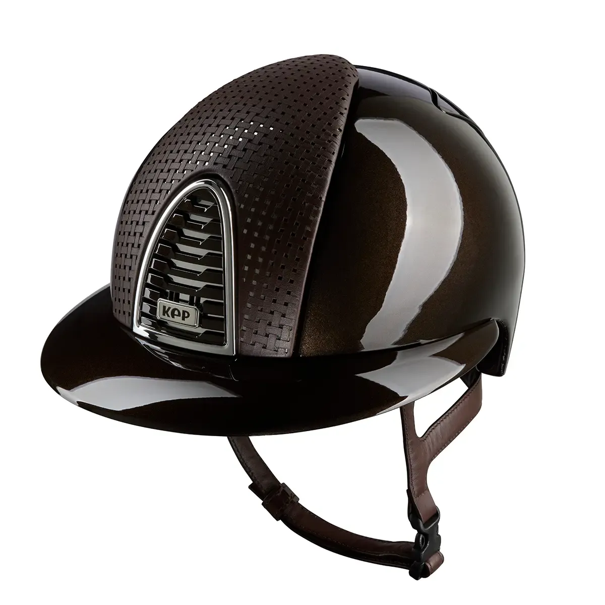Casco equitazione Cromo 2.0 / Polish Metal Marrone / Verona Marrone Cromato / Visiera Polo Large