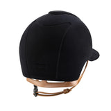 Casco equitazione Cromo 2.0 / Velluto Nero / Cornice cromata nera / Cinturino Beige / Visiera Polo Large