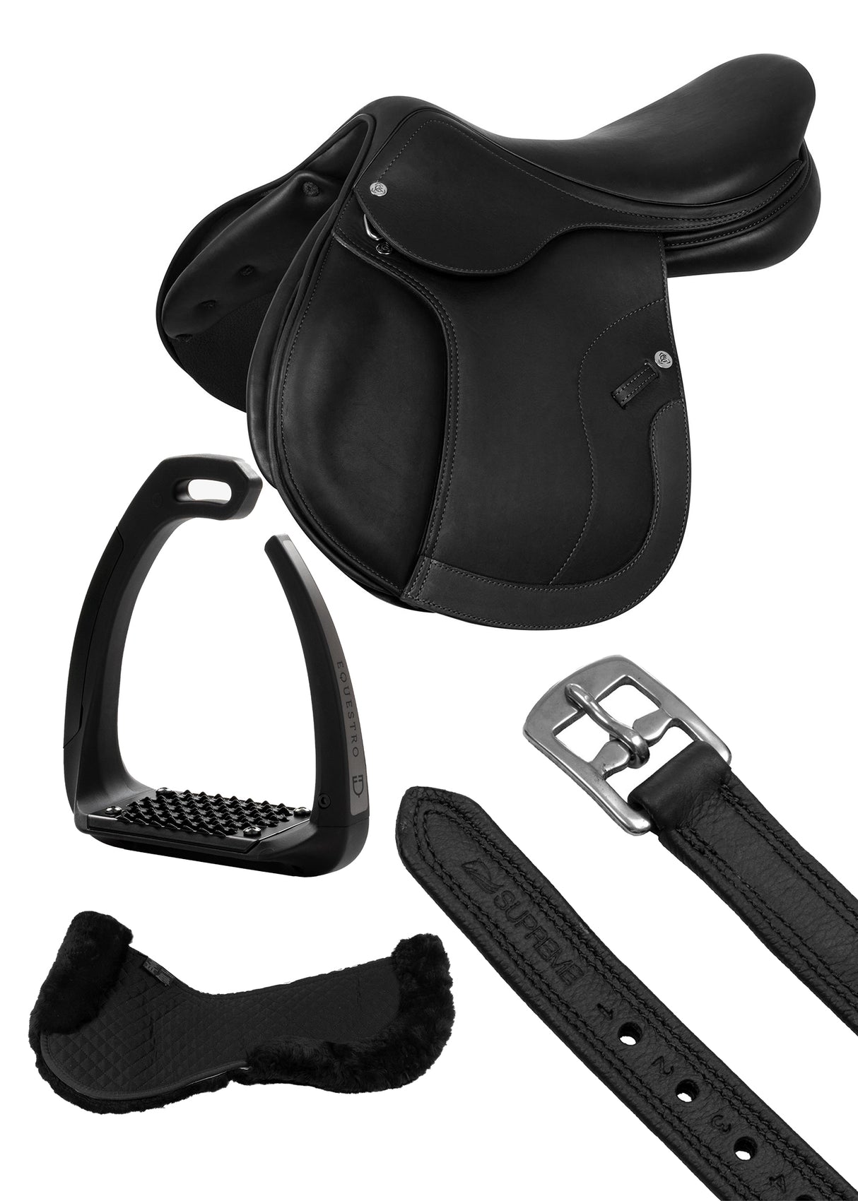 Kit Sella Roma tg 17.5 nera + staffili supreme + staffe supernova + cuscino Acavallo OMAGGIO