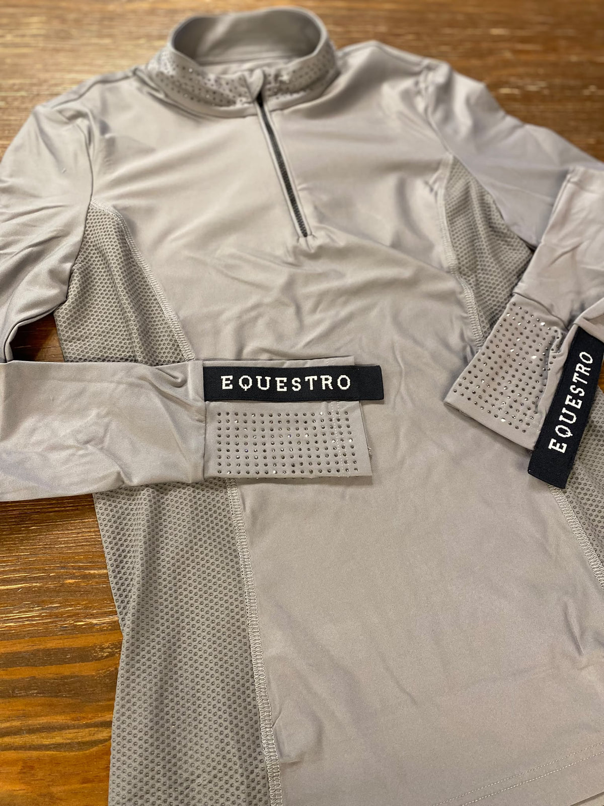 Polo tecnica donna da allenamento con strass Equestro