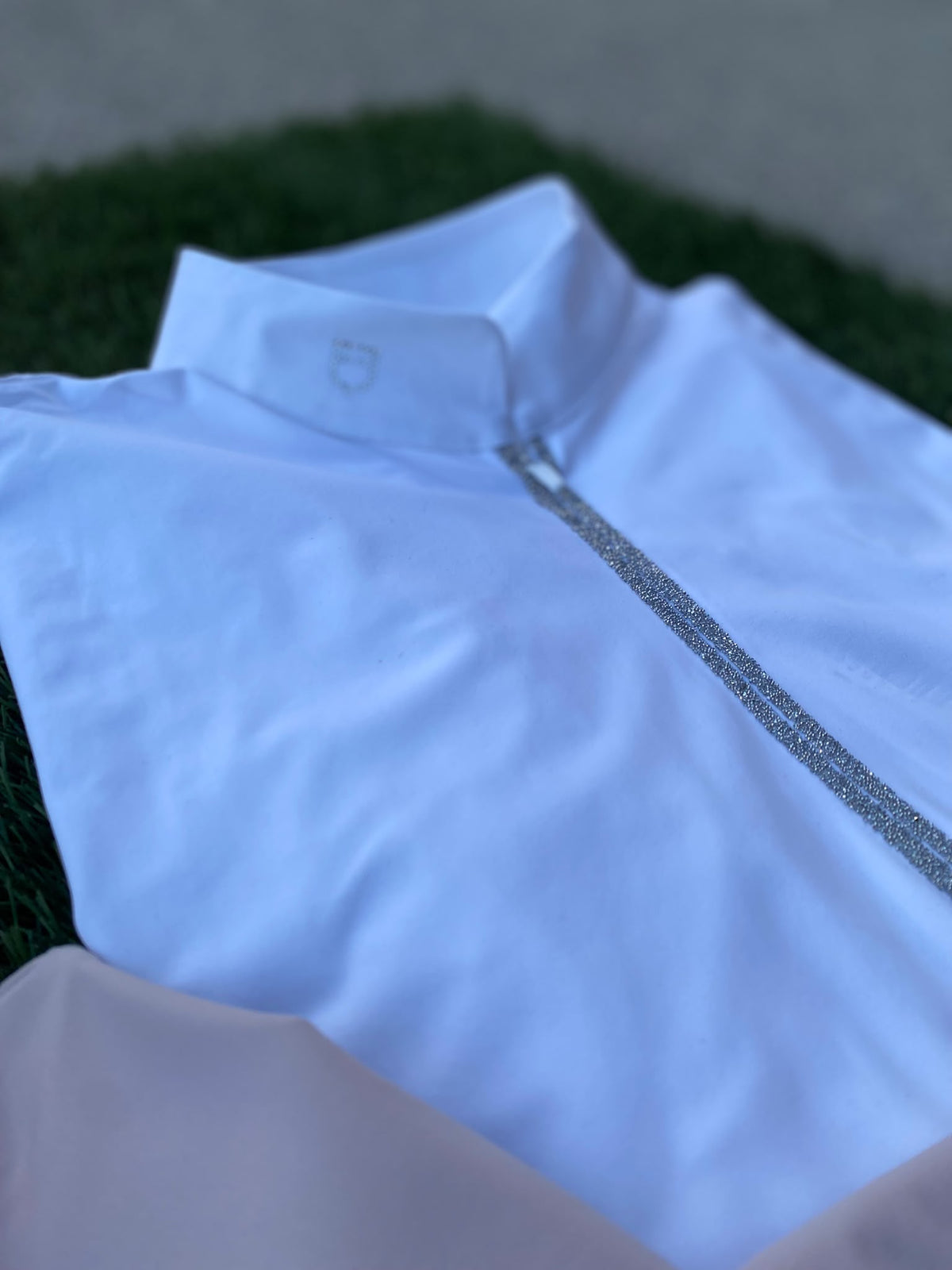 Polo da gara donna con zip e strass Equestro