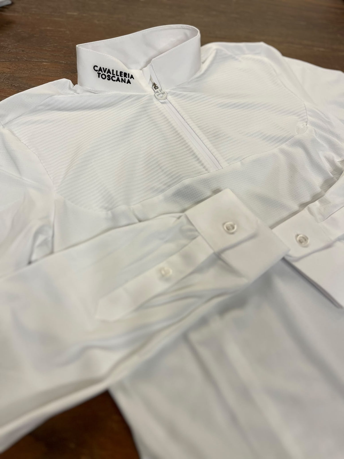 Maglia tecnica da gara donna con inserti a righe e cerniera frontale Cavalleria Toscana