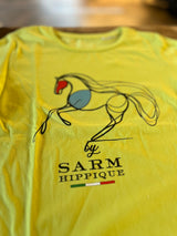 T-shirt Sarm Hippique donna con stampa cavallo stilizzato lime