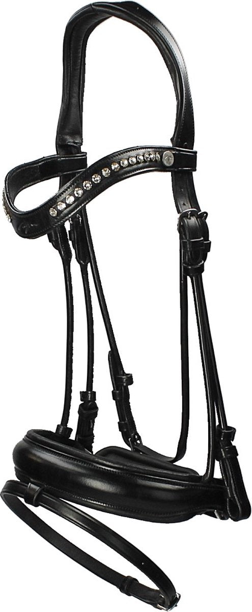 Testiera da dressage con due frontalini interscambiabili nera Dy'On