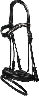 Testiera da dressage con due frontalini interscambiabili nera Dy'On