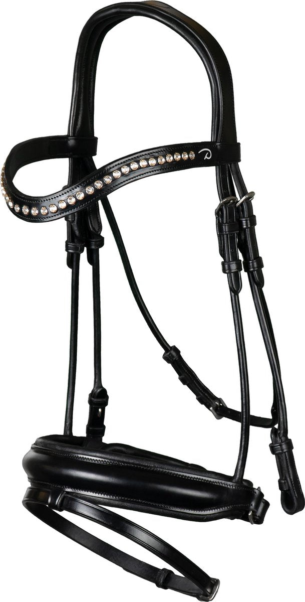 Testiera da dressage con due frontalini interscambiabili nera Dy'On