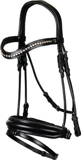 Testiera da dressage con due frontalini interscambiabili nera Dy'On