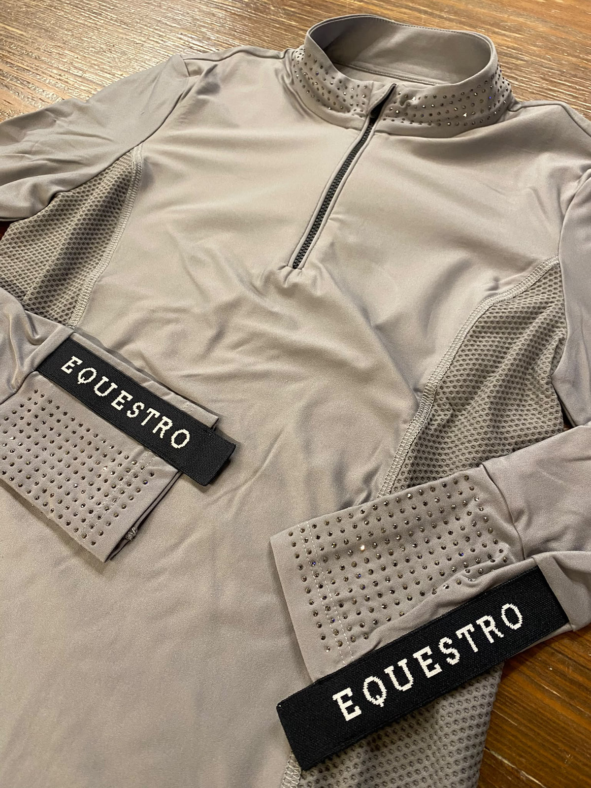 Polo tecnica donna da allenamento con strass Equestro