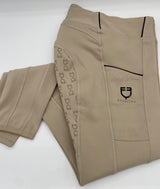 Leggings bambina slim fit grip con logo Equestro colore Cobblestone