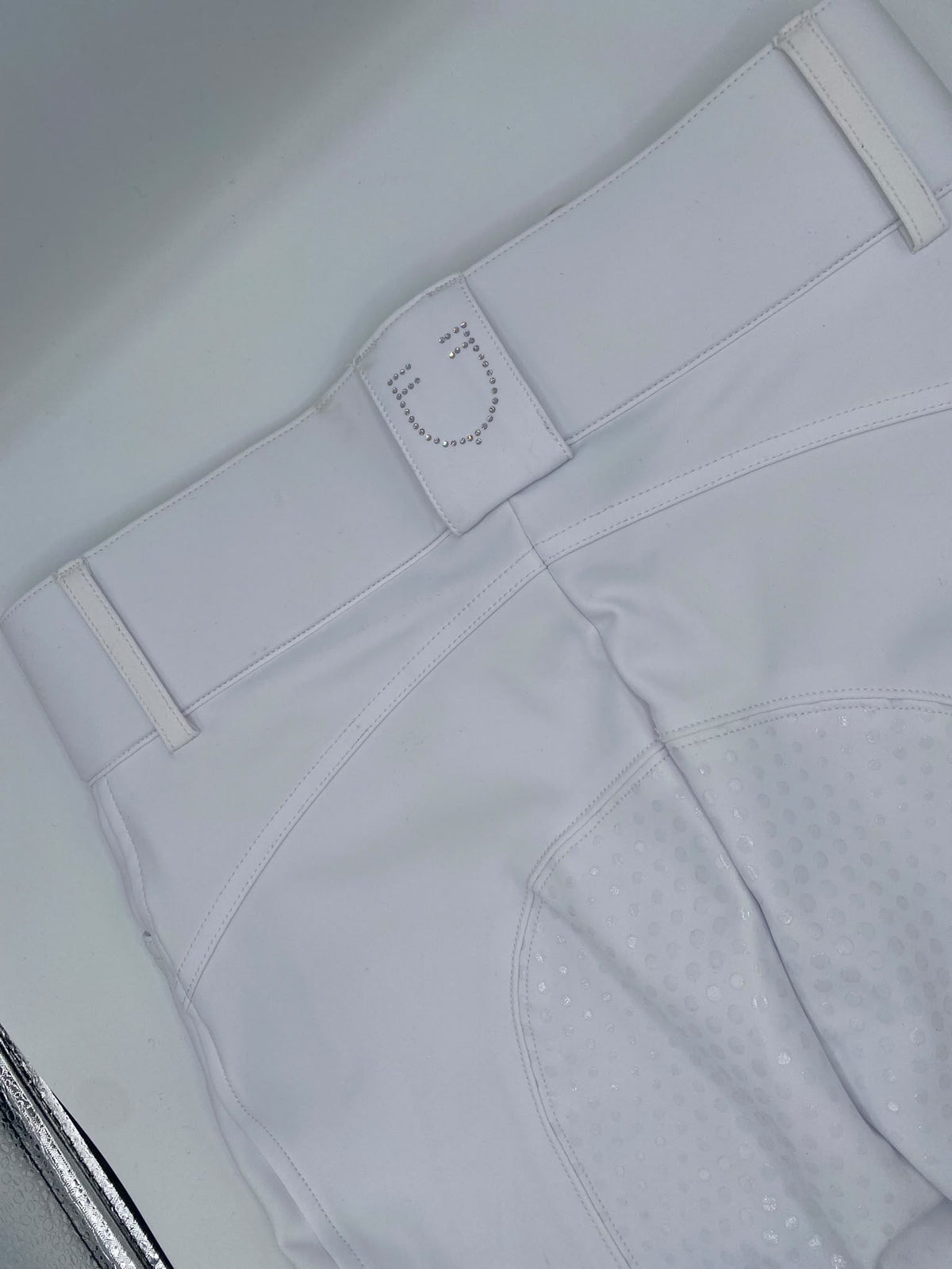 Pantaloni donna a vita alta con elastico in vita e logo in strass Equestro