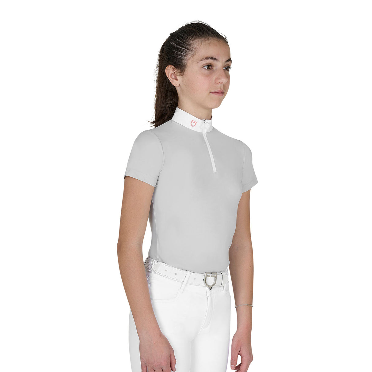 Polo bambina da concorso slim fit con zip Equestro
