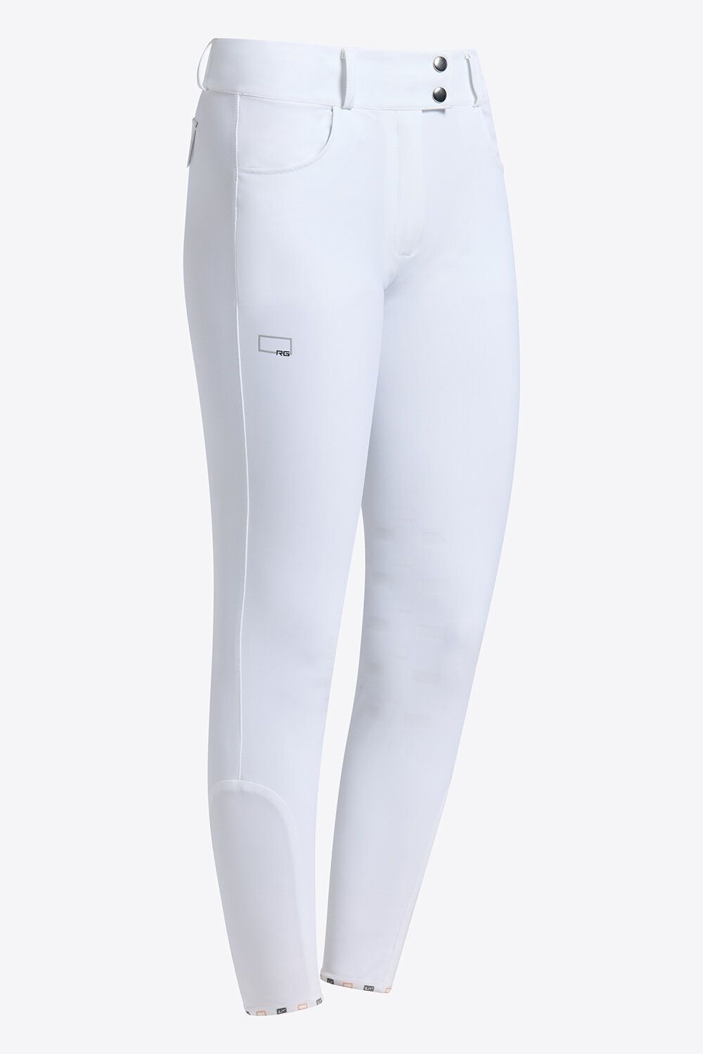 Pantaloni donna RG a vita alta con tasche bianchi