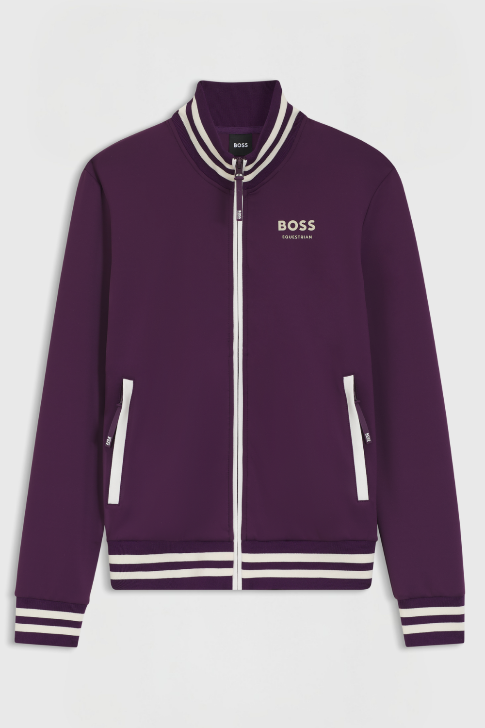 Cardigan da equitazione con zip e profili a righe HUGO BOSS
