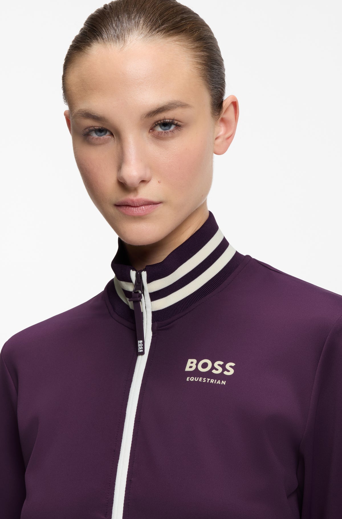 Cardigan da equitazione con zip e profili a righe HUGO BOSS