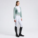 Camicia da concorso da donna in jeresey, bottoni e maniche lunghe verde ottone chiaro Cavalleria Toscana