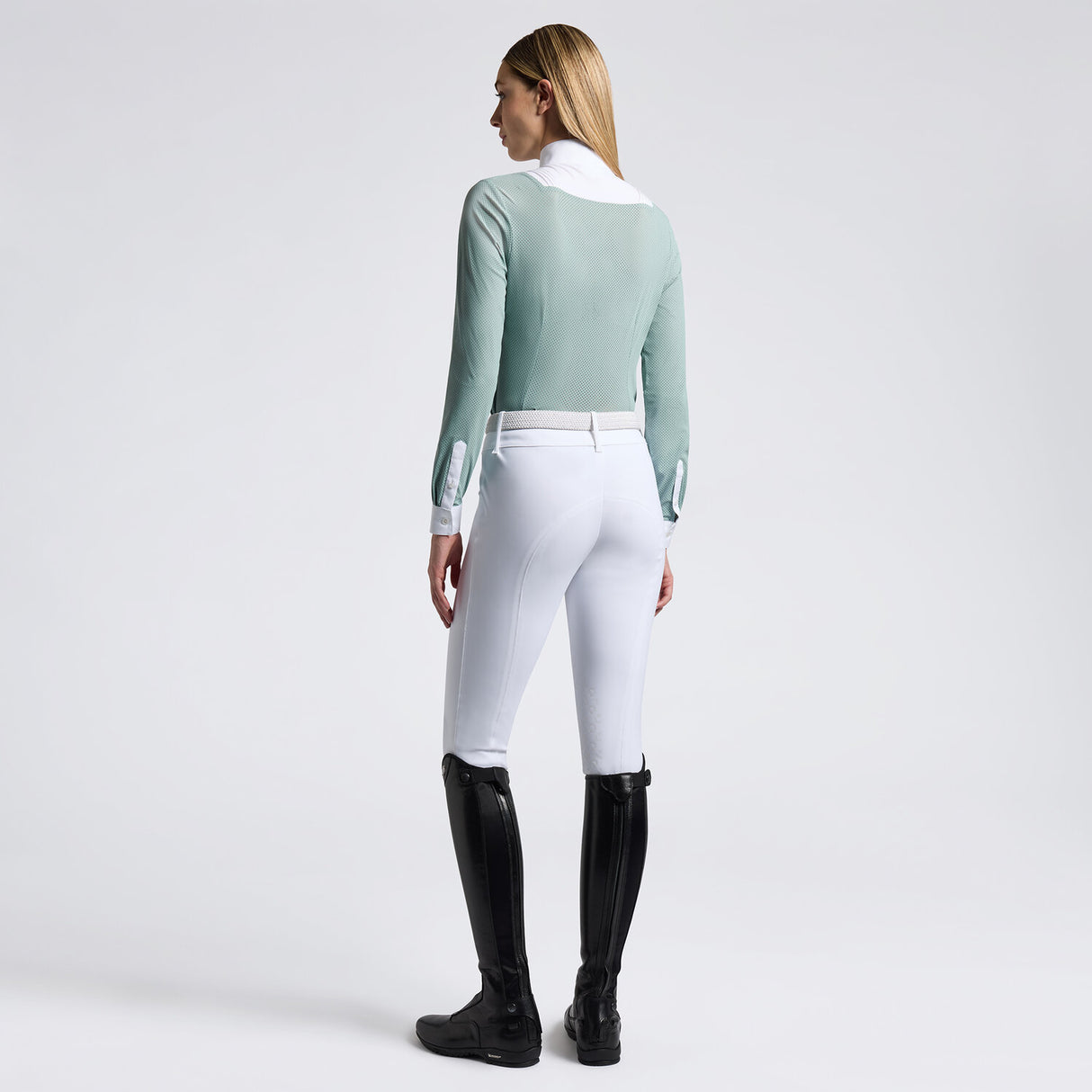 Camicia da gara donna in jeresey, bottoni e maniche lunghe traforate Cavalleria Toscana