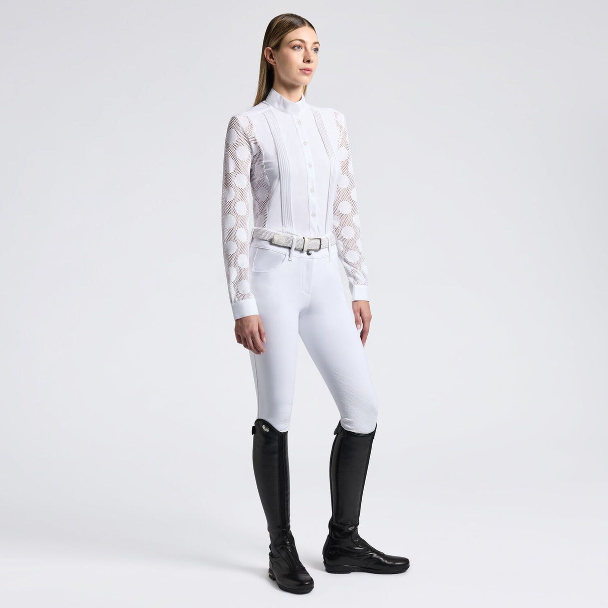 Camicia Cavalleria Toscana da Competizione da Donna in Jaquard traforato e Jersey Tecnico e bottoni