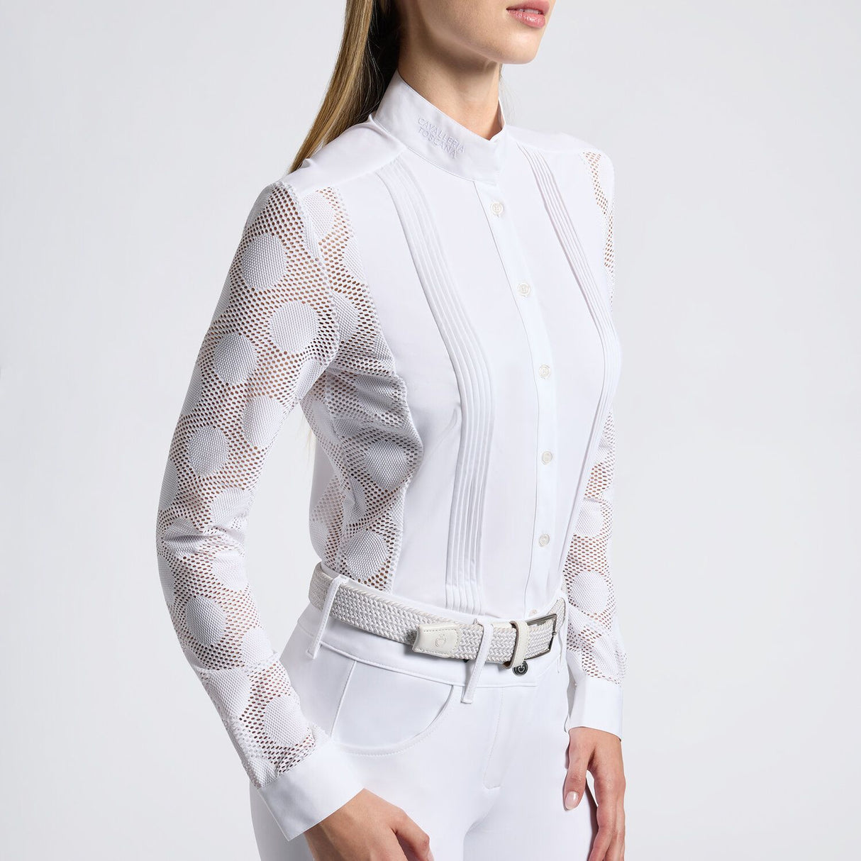 Camicia Cavalleria Toscana da Competizione da Donna in Jaquard traforato e Jersey Tecnico e bottoni