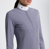 Camicia gara donna Cavalleria Toscana a Maniche Lunghe con Fantasia a Righe bianco/navy