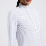 Camicia gara donna Cavalleria Toscana a Maniche Lunghe con Fantasia a Righe bianco/bianco