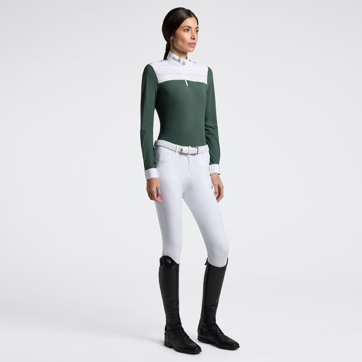 Camicia da Concorso da Donna Cavalleria Toscana a Maniche Lunghe con Inserto Plissettato