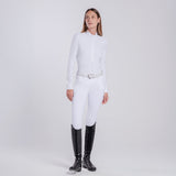 Camicia da gara donna con righe verticali e logo in paillettes Cavalleria Toscana