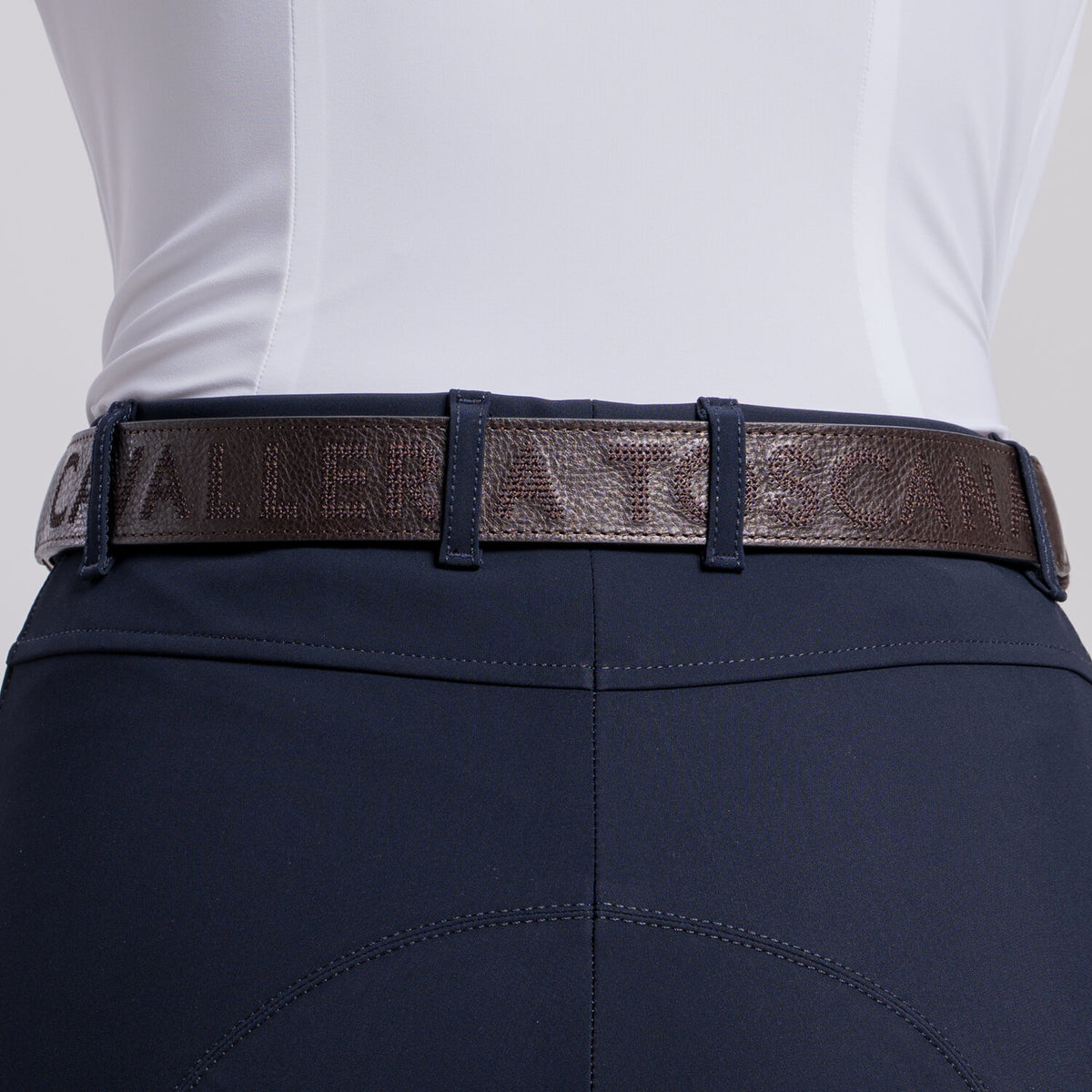 Cintura donna elastica intrecciata con dettagli in pelle tono su tono Cavalleria Toscana