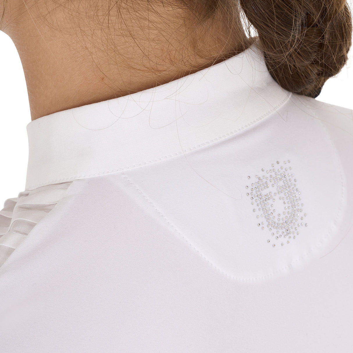 Polo da gara bambina Equestro con pettorina bianca e strass