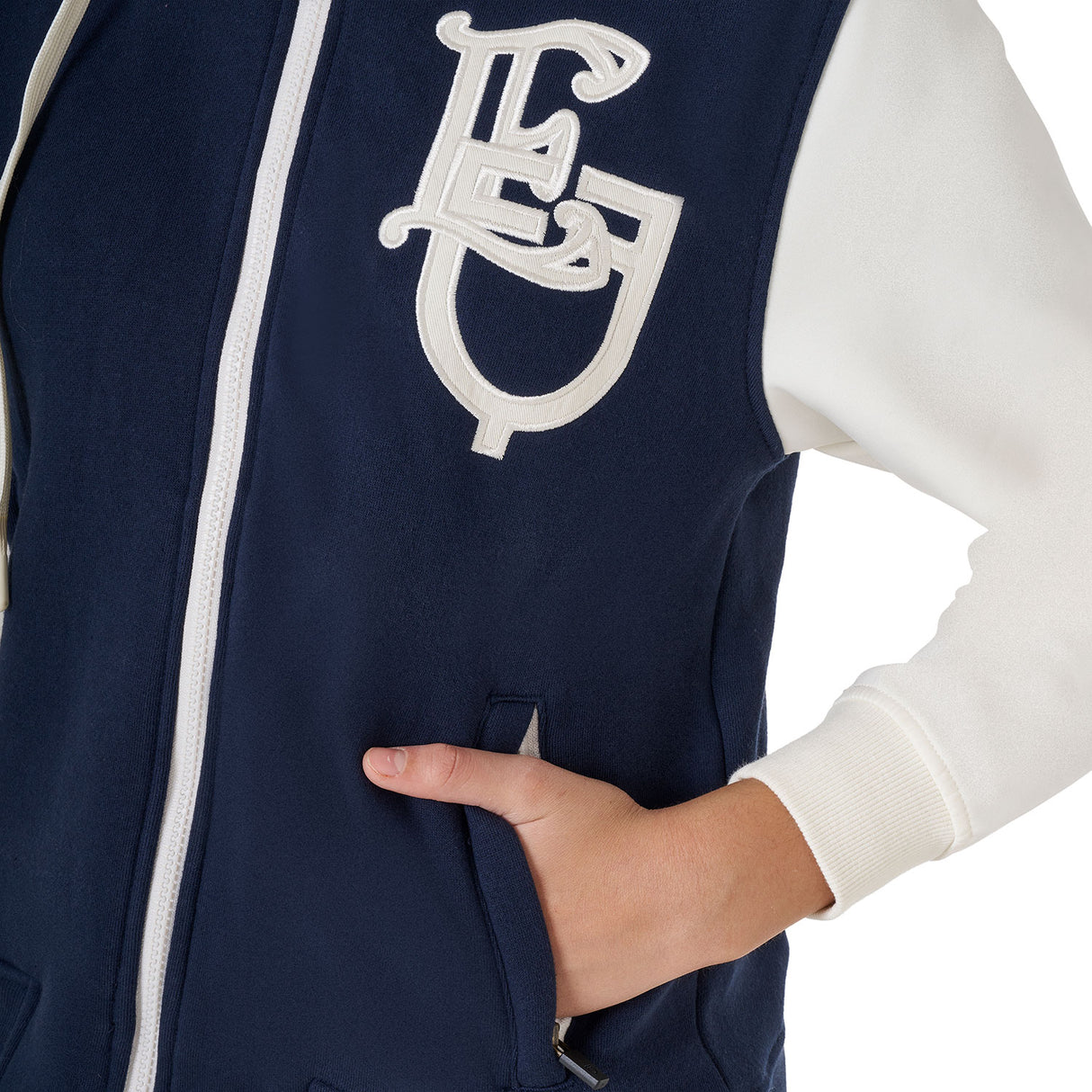 Felpa bambina Equestro bicolore con zip frontale