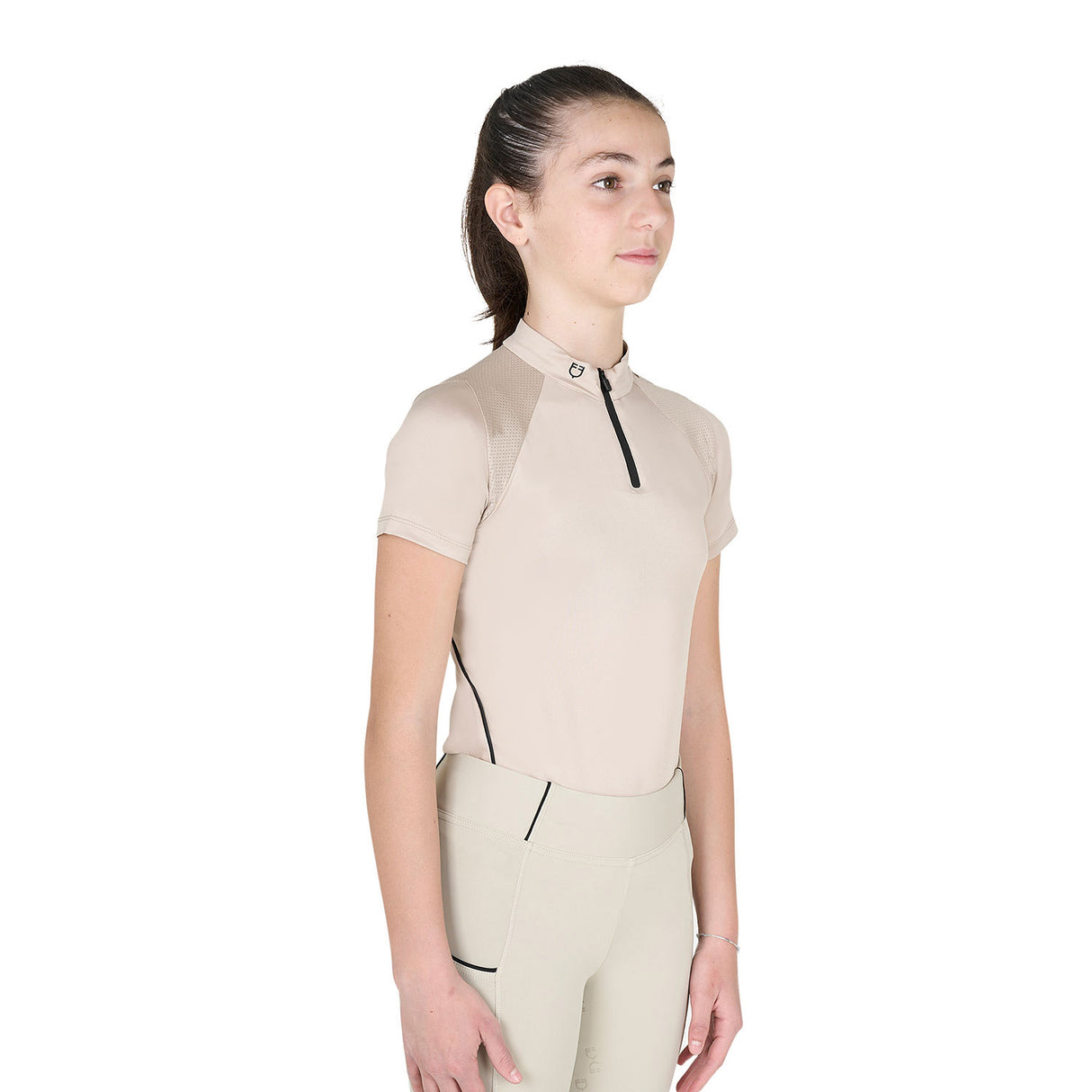 Polo bambini da allenamento slim fit in tessuto tecnico Equestro