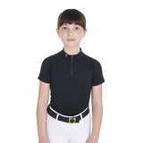 Polo bambini da allenamento slim fit in tessuto tecniconero Equestro