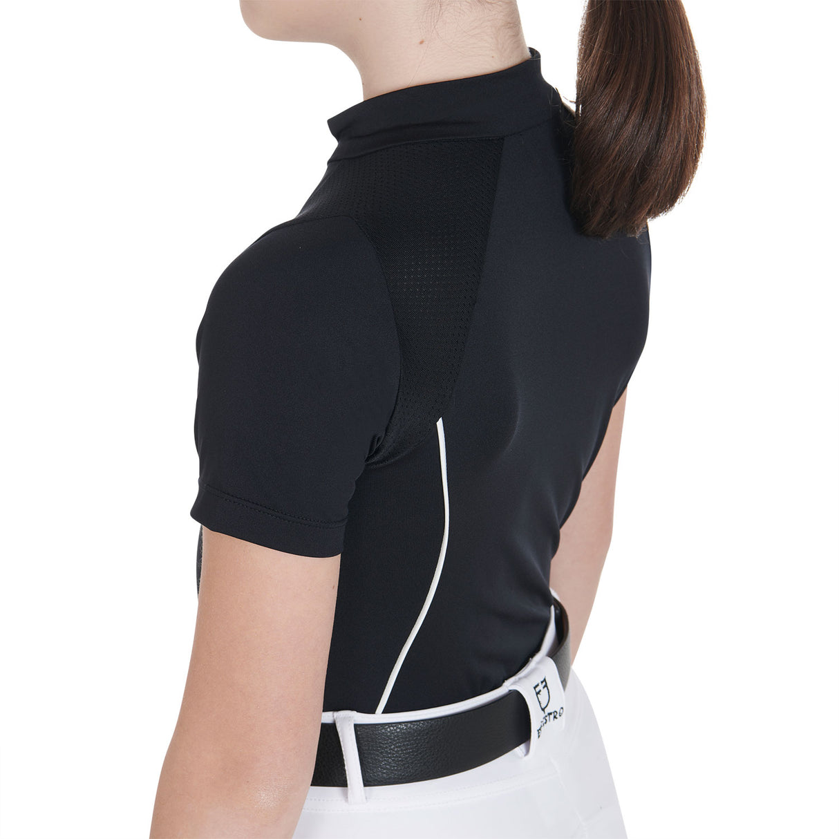 Polo bambini da allenamento slim fit in tessuto tecniconero Equestro