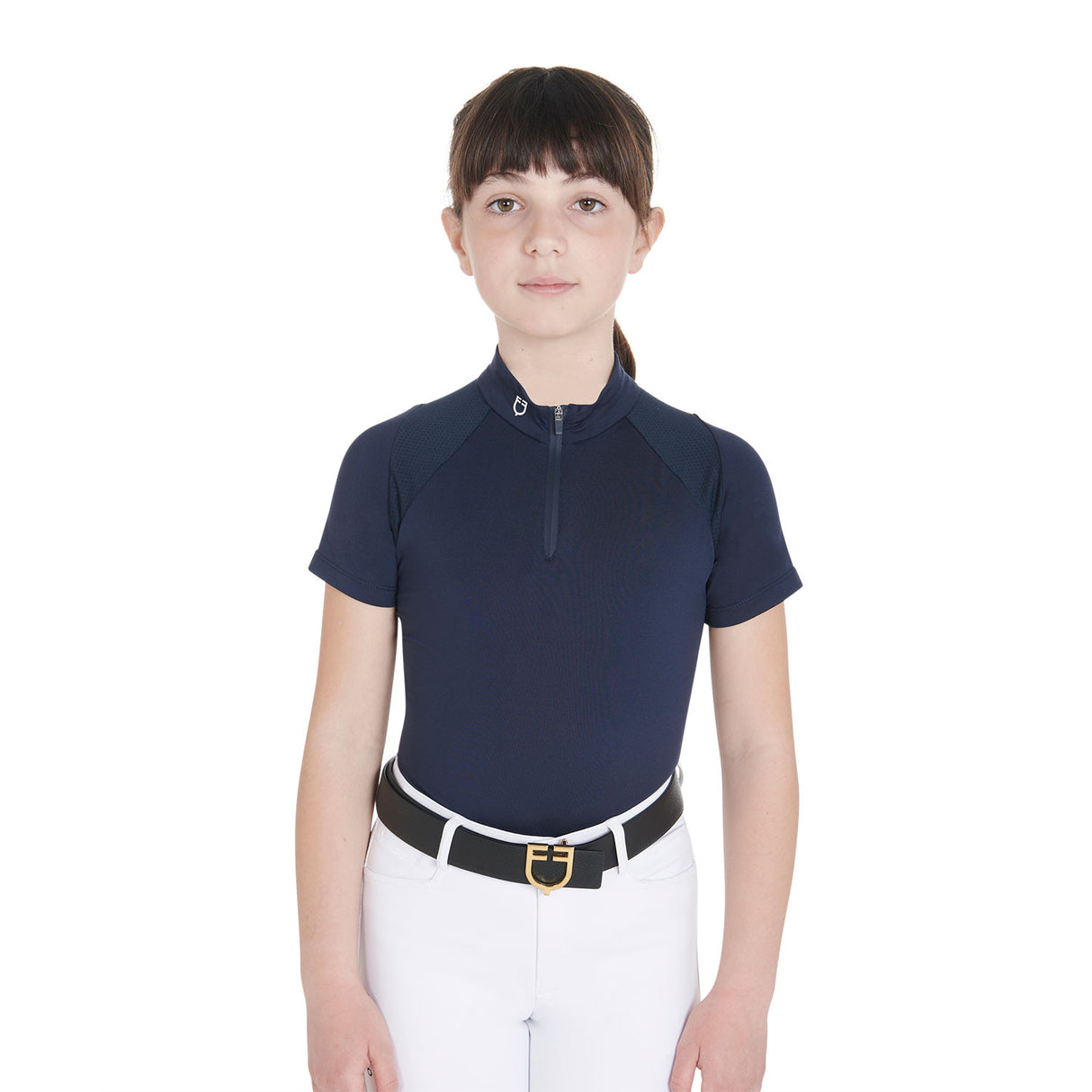 Polo bambini da allenamento slim fit in tessuto tecnico Equestro