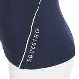 Polo bambini da allenamento slim fit in tessuto tecnico blu navy Equestro
