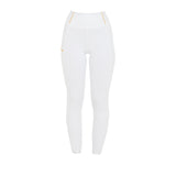 Leggings bambina slim fit grip con logo bianco Equestro