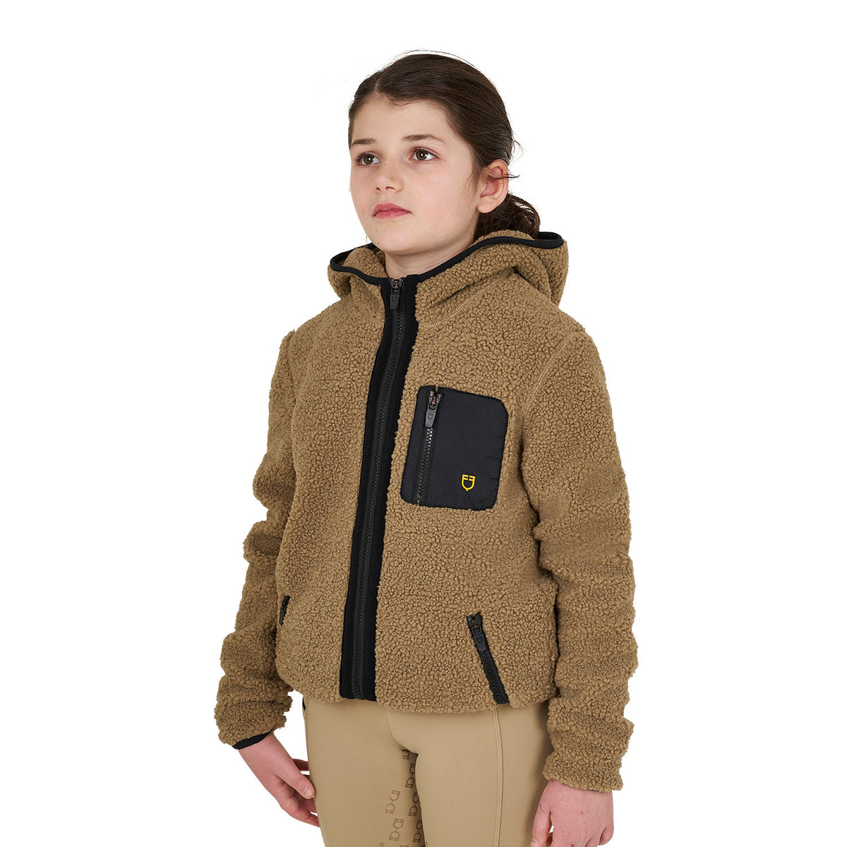 Felpa bambina in pile ricciolo con zip frontale Equestro