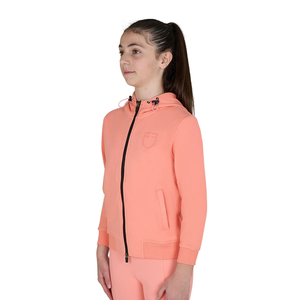 Felpa bambini unisex con cappuccio e zip frontale Equestro