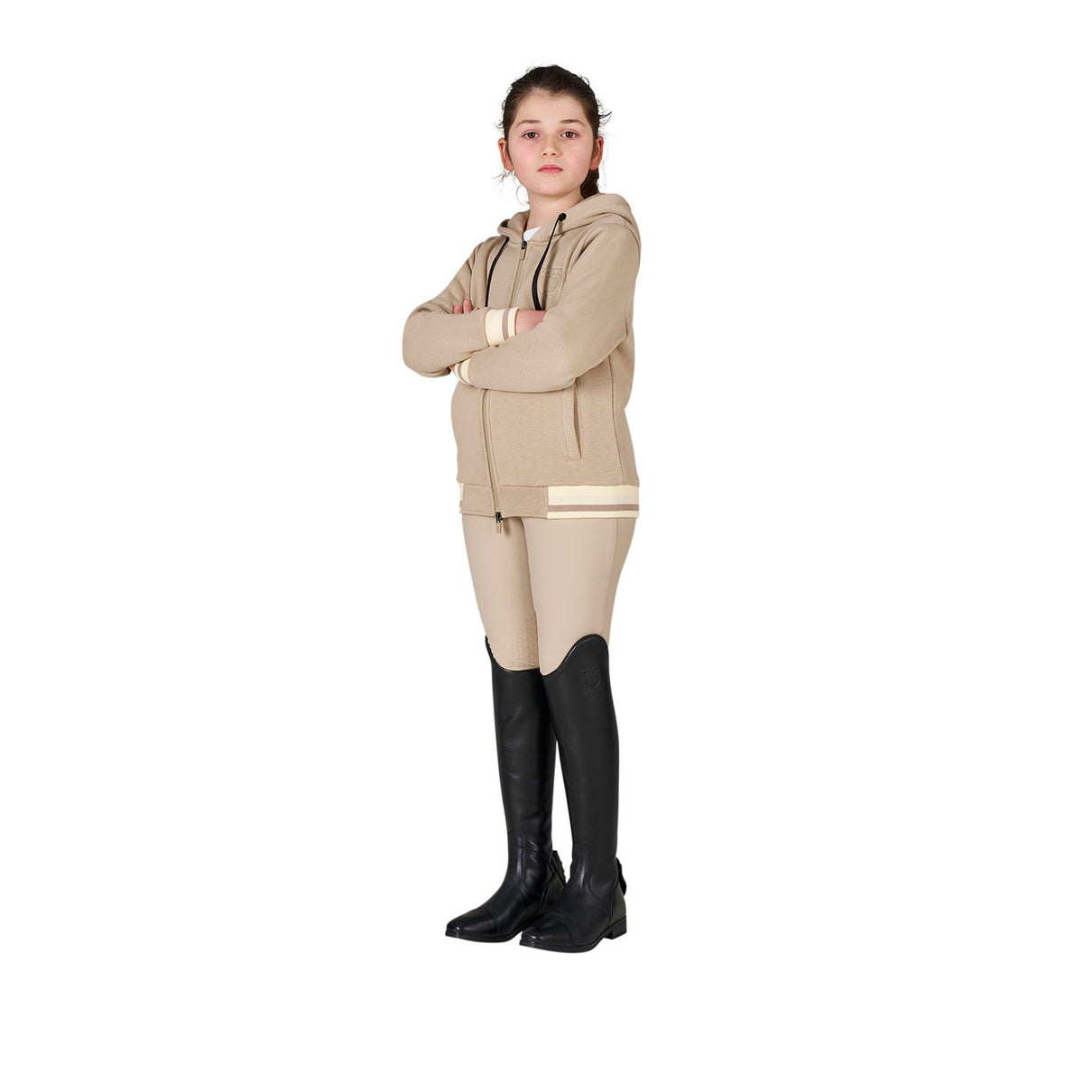 Felpa unisex bambini con cappuccio e zip frontale Equestro