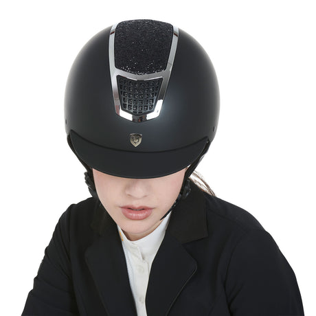 Cap modello Eclipse Stone Mat con brillantini nero e argento Equestro