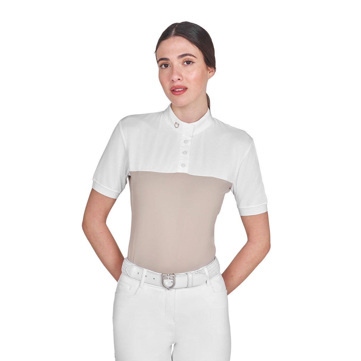 Polo donna slim fit tessuto tecnico e mesh Equestro