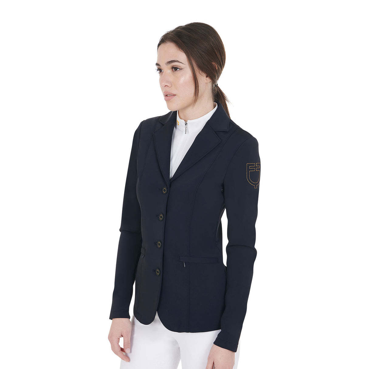 Giacca donna da concorso con logo ricamato a contrasto Equestro