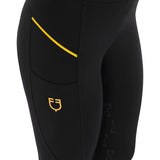 Leggings da donna full grip con inserti in tessuto microtraforato Equestro nero