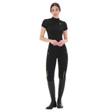 Leggings da donna full grip con inserti in tessuto microtraforato Equestro nero