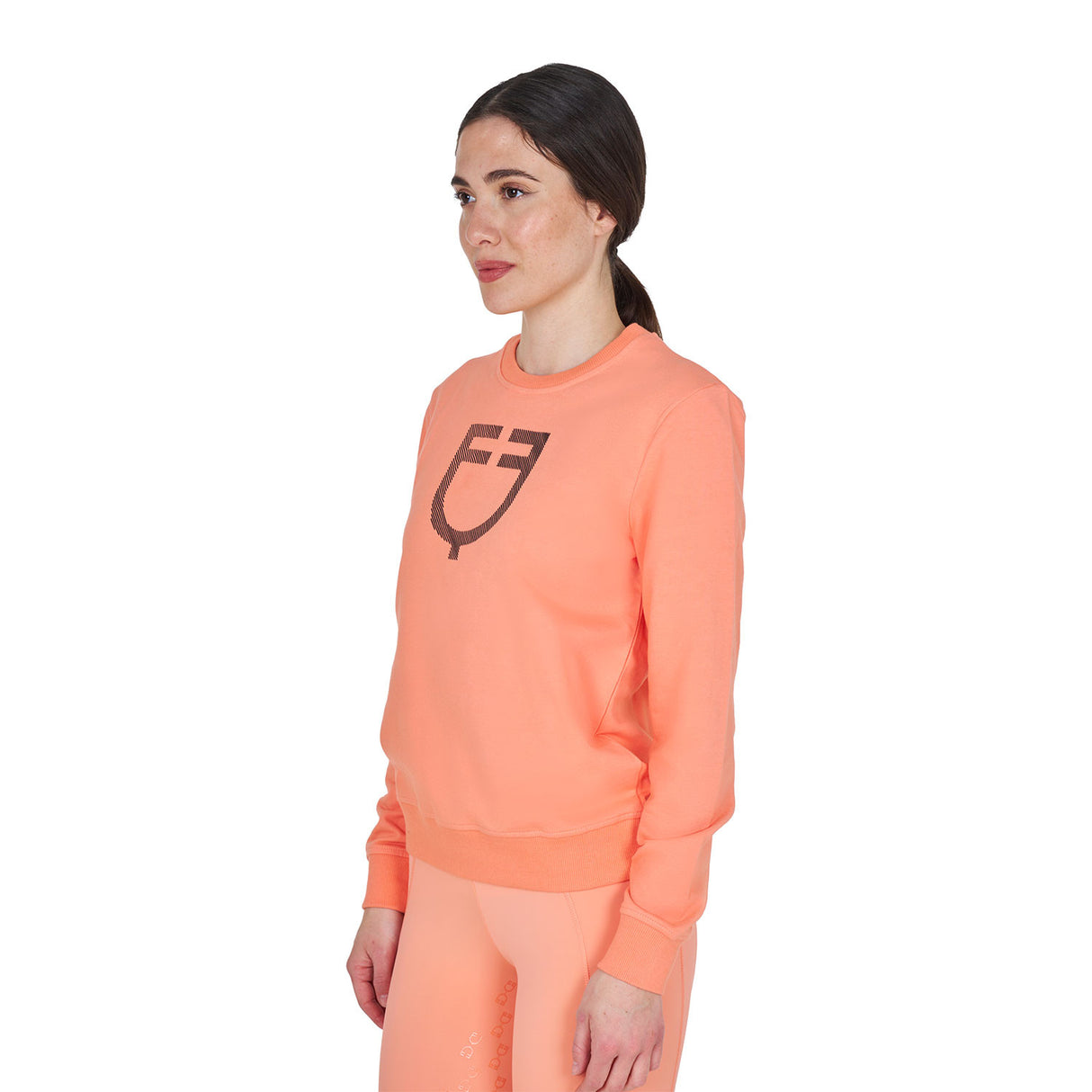Felpa donna girocollo con logo sul petto Equestro