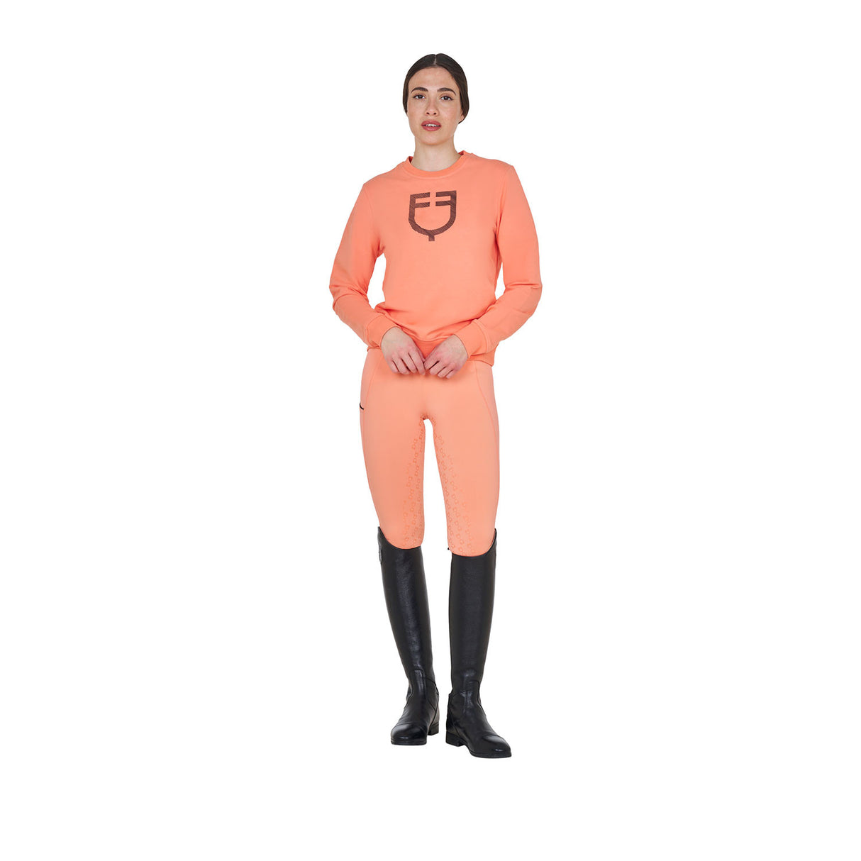 Felpa donna girocollo con logo sul petto Equestro