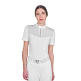 Polo concorso donna slim fit con inserti in tessuto simil seta Equestro